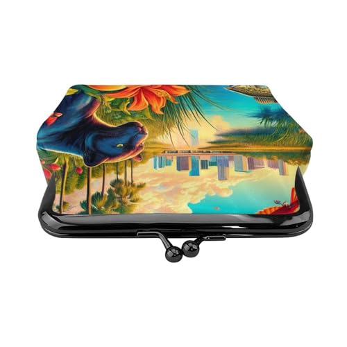 Pu Leather Buckle Coin Purse Florida-Cardinal-Bass Girls Kiss-Lock Change Purse Wallets2