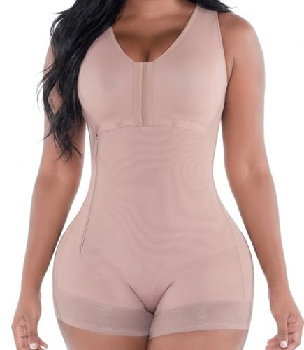 FAJAS DISENOS D'PRADA DELIÉ Colombian Postpartum Post-Surgery Bodysuit Built-In Bra Side Closure Tummy Control Shapewear