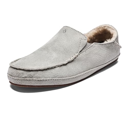 Image of OLUKAI Nohea Slipper, Women's Slip-On Shoes, Genuine Shearling & Premium Nubuck Leather, Drop-In Heel Design, Cozy & Ultra-Soft Comfort Fit
