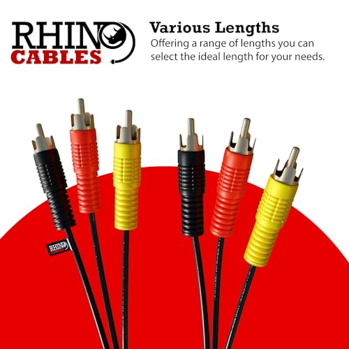 rhinocables - 3 RCA Phono AV Cable, White,Yellow, 5m - Image 3