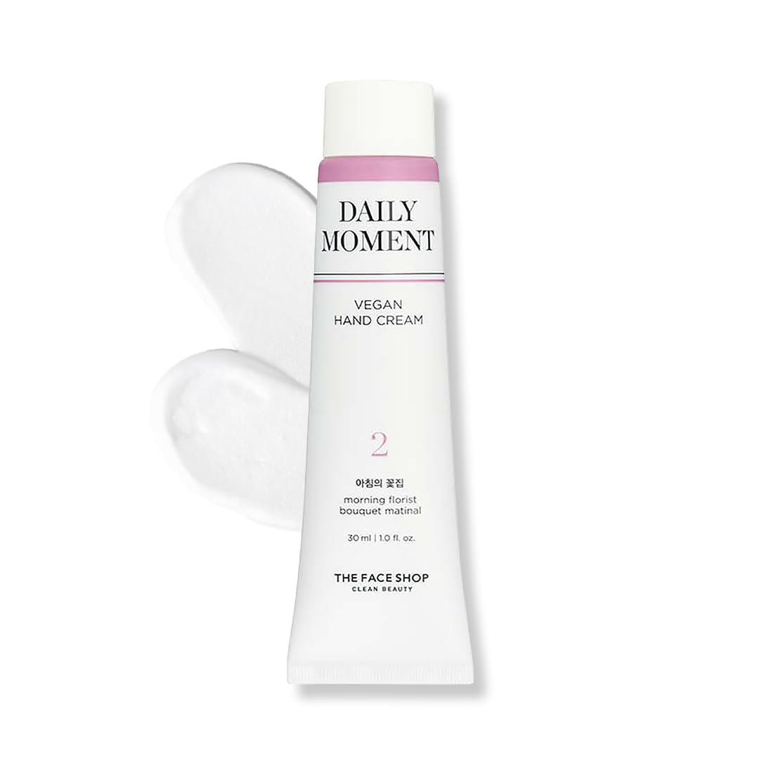 The Face Shop Daily Moment Vegan Hand Cream Morning Florist with Hyaluronic Acid & Shea Butter, Non-Greasy & Quick absorbing hand care cream, 30ml