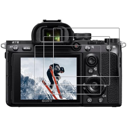 Eirltiy 3 Piezas Protector de Pantalla para Sony Alpha A7R III/A7R II/A7 III/A7 II/A77 II/A7S II/A99 II/A9, Dureza 9H HD Anti-Arañazos Cristal Vidrio Templado Película, Ultra Resistente, Sin Burbujas
