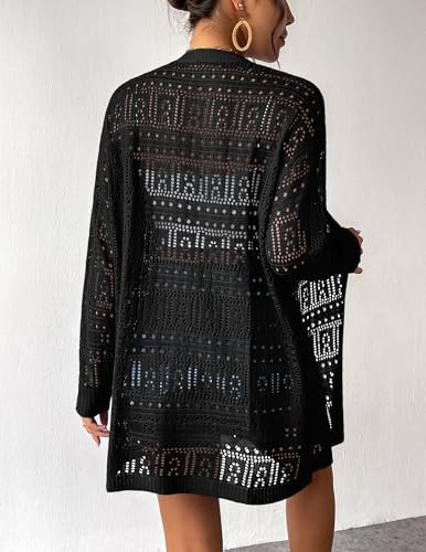 Image of Zeagoo Womens 2026 Summer Crochet Cardigan Sweaters Lightweight Long Sleeve Open Front Kimono Boho Knit Cover Ups