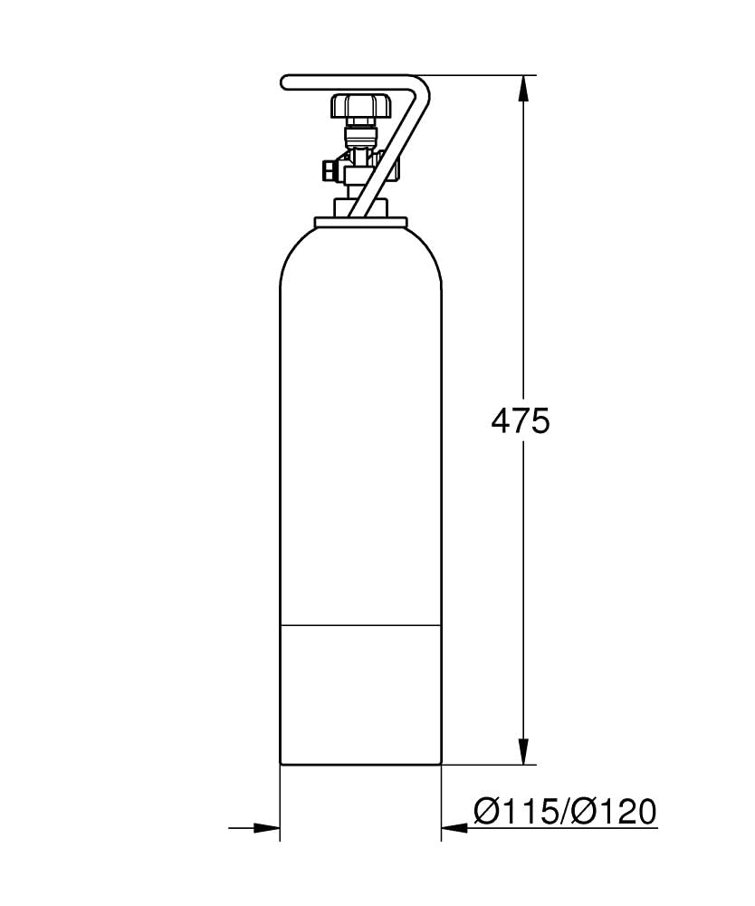 GROHE Blue Professional Bombola CO2 da 2 kg, Adatta per Uso Intensivo Ufficio, per Blue Professional, 40423000