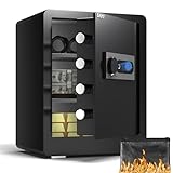 DAYI Biometric Fingerprint Safe Box, 2.0 Cubic Feet Home Safes with Fireproof Bag, Digital Touchpad Security Safe for Money Cash Documents, Dual Alarm System - DF-45