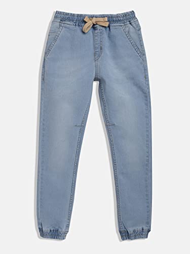 Image of Urbano Juniors Boy's Light Blue Slim Fit Washed Denim Jogger Jeans Stretch