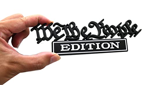 Image of 1pc Classic We The People Edition 3D Full car Emblems Decals Labels Personalized Decoration to Highlight Yourself for SUV, CRV, Motorcycle, Car, Truck Fender Tailgate (White)