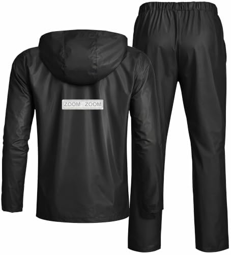 Image of Mens Raincoat Suit with Pant Set Eluxia Series | Waterproof Lightweight Breathable Rain Wear | Elastic Cuff & Waterproof Zipper Raincoat for men waterproof