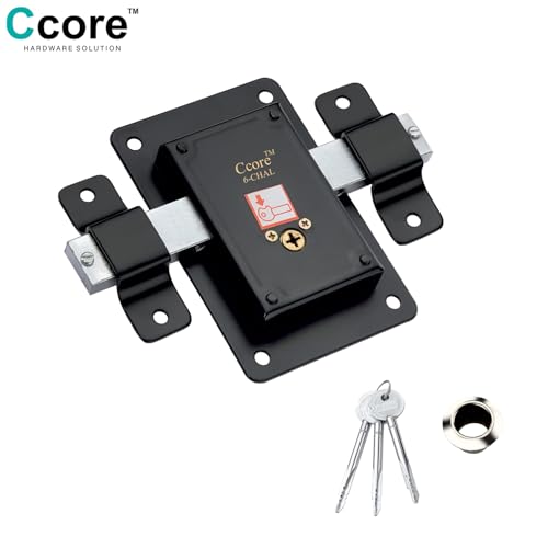 Image of Ccore Star Key Shutter Lock - Heavy-Duty Iron Security Lock for Shutters, Doors, Shops, Homes, Offices - Rust & Impact Resistant, High-Security with 3 Star-Shaped Keys (6 Turn)