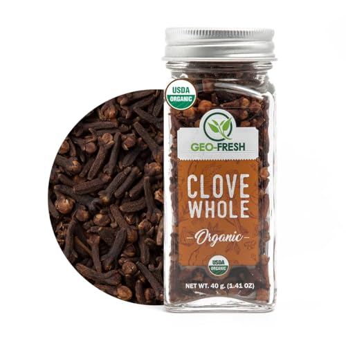Geo-Fresh Cloves Whole Organic - 1.41 oz (40g) - Organic Cloves Whole - USDA Certified, Non-GMO, Kosher, Gluten Free - Clove Spice for Cooking & Baking - Product of India