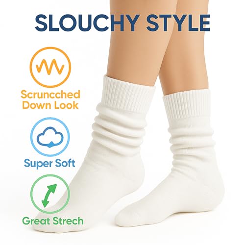 AWS/American Made 6 Pairs Kids Slouch Socks 3 Years to 15 Years Long Scrunchy Crew Socks3