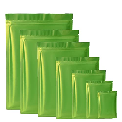 Bolsas for Sellado al vacío de Alimentos, 100 Unidades, Bolsas sellables con lámina metálica Mylar, Embalaje Cierre hermético, Planas térmico for coleccionables Larga duración(Green,7x10cm)