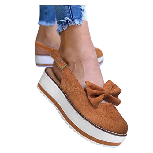Buy Duinzusyful Women's Wedges Sandals Summer Beach Bow Knot Slip On Platform Sandals Casual Open To...