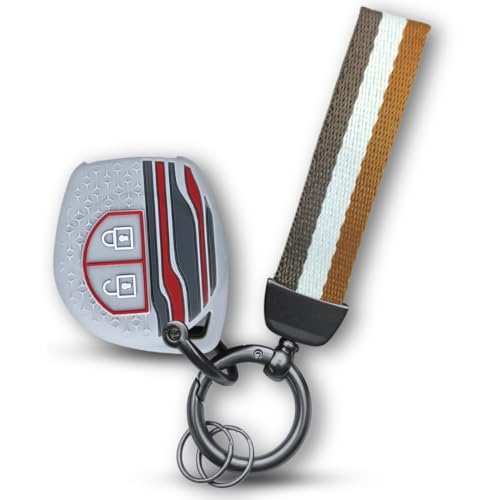 Image of Keycept Tristar Key Cover for Suzuki Swift, Dzire, Ertiga, Baleno, Grand Vitara, Celerio, WagonR, Brezza, Scross, Fronx, Jimny, Ignis (2 Button Remote Key)(Type 7, Grey)