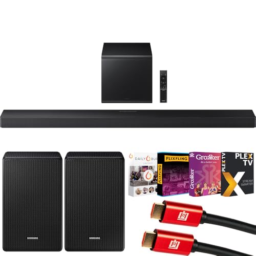 Samsung Q Series Soundbar HW-QS700F 3.1.2 ch Subwoofer (2025) Q-Symphony Bundle with SWA-9500S Wireless Rear Speakers, Tech Smart USA Premiere Movies Streaming and 2X 4K HDMI Cable