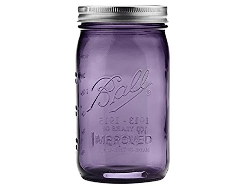 Ball Jar with Lid and Band - Pick Your Size and Color (Purple, Regular Mouth Pint - 16 oz.)
