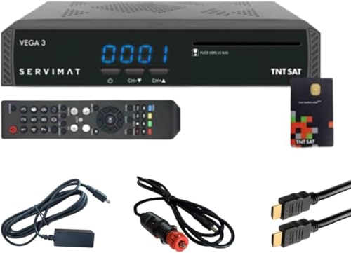 Pack SERVIMAT Récepteur Satellite Full HD + Carte TNTSAT V6 + Câble HDMI + Câble 12V + Déport IR
