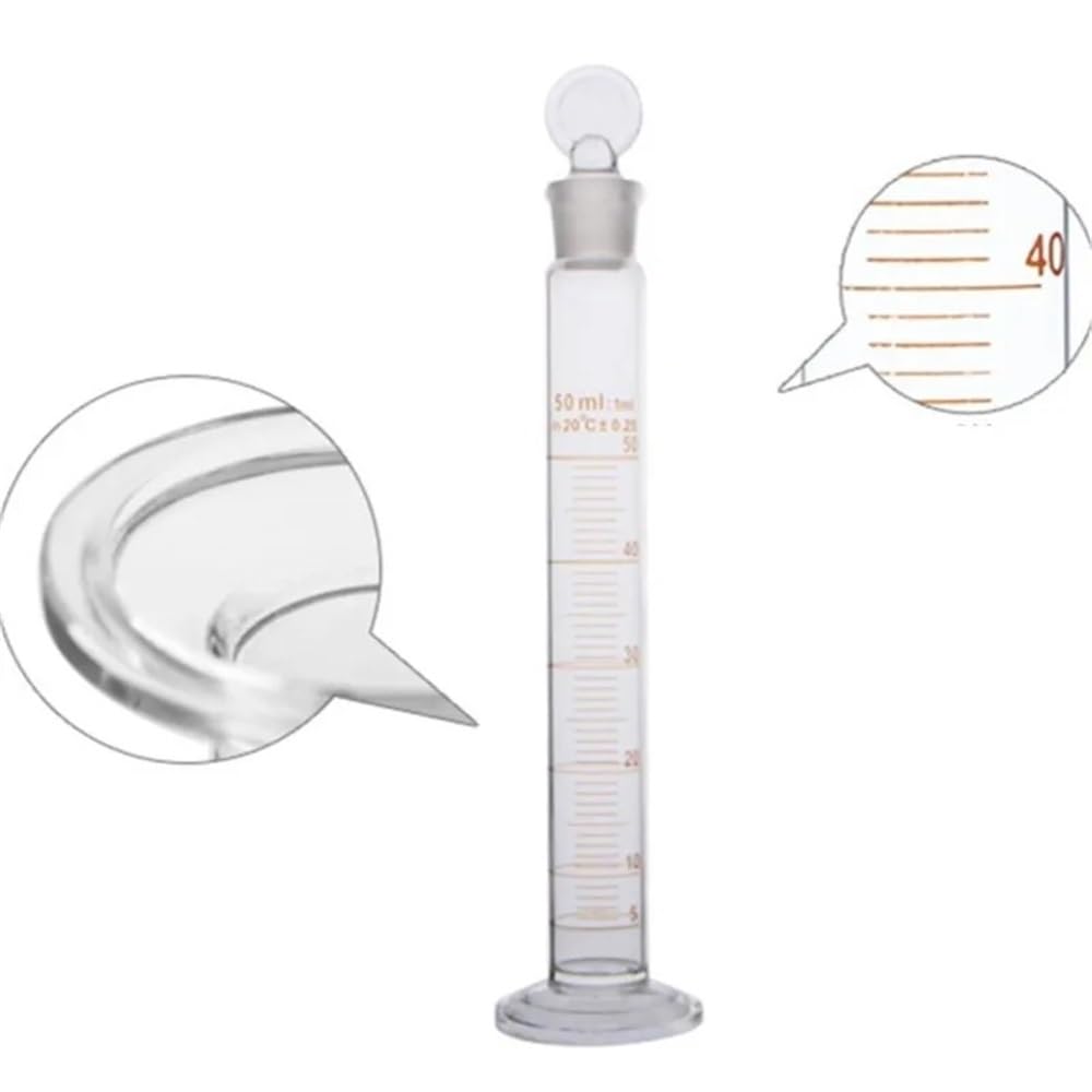 Cilindro graduato da laboratorio 50 ml con tappo in vetro borosilicato 3. ad alta densità, forniture for di misurazione Attrezzature da laboratorio