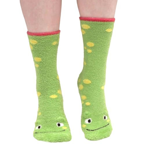 Image of BambooMN Super Soft Warm Cute Women's Animal Non-Slip Fuzzy Fluffy Crew Winter Home Socks