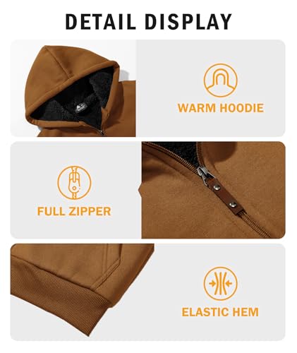 Image of Boys Zip Up Hoodie Kid Hooded Jacket | Fleece Lining,Soft Warm coat,Fall Winter Outwear for 6-15 Years Unisex,Sweatshirt Suitable for School,Outdoor