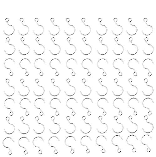 MZMing [200 Pack] Cortina de Cuentas de Cristal Gancho en Forma de S 17mm Mini Gancho de Alambre de Acero Inoxidable Bricolaje  Accesorios de Joyería Adornos Ganchos para Atrapasoles Colgante de Araña