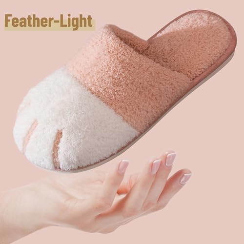 LilRoot Cat Paw Design Slippers Winter Fuzzy Cute Kitten Paw Design Soft Comfortable Fluffy Non-Slip Slippers for Women Men Couple Lounging Home4