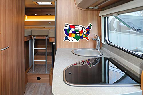 RV State Sticker Travel Map - 17" x 11" - USA States Visited Decal - United States Non Magnet Road Trip Window Stickers - Trailer Supplies & Accessories - Exterior or Interior Motorhome Wall Decals