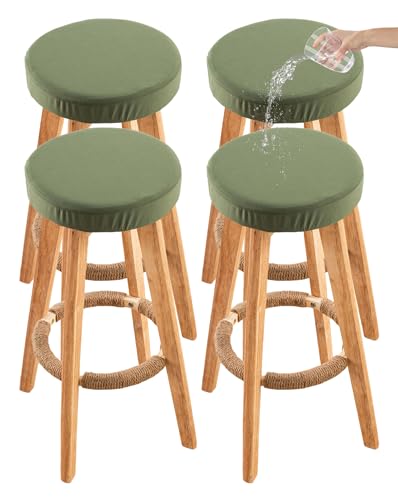 Image of CRFATOP 4 Pack Waterproof Green Bar Stool Covers Round Seat Slipcover,M