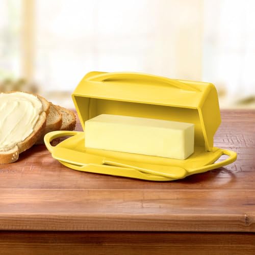 Image of Butterie Flip-Top Butter Dish with Matching Spreader (Yellow)