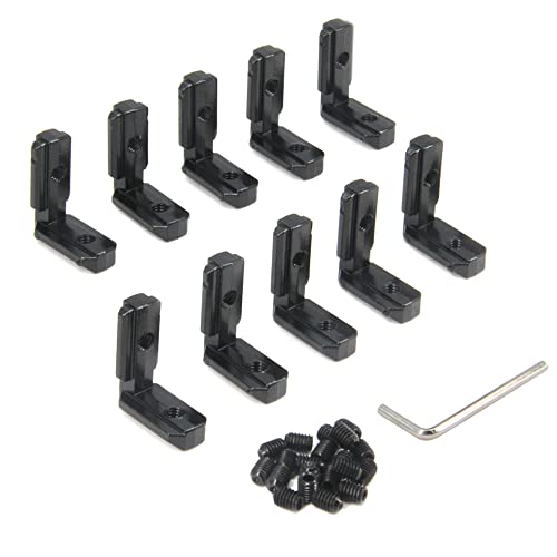 Befenybay 10PCS Black T Slot L-Shape 90 Degree Interior Inside Corner Connector Joint Bracket with Screws for 8mm T Slot Aluminum Extrusion Profile 3030 Series Slot