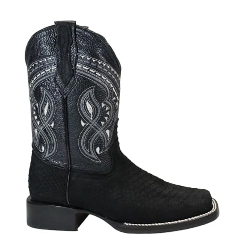 Men’s Exotic Snakeskin Genuine Leather Python Print Square Toe Cowboy Western Boots3