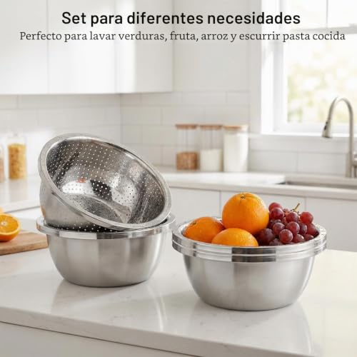 Miniatura 4 de Colador De Cocina Con Bol De Acero Inoxidable 22 Cm Escurridor Verduras Y Escurridor Pasta Diseño De Doble Capa Colador Acero Inoxidable Resistente Y Apto Para Arroz Frutas Verduras Ensaladas