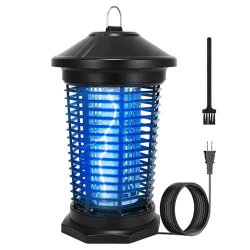 Bug Zapper for Outdoor & Indoor, 20W 4000V High Voltage Mosquito Killer, Electric Fly Trap with 5.6ft Cord, ABS Plastic Housing, Waterproof Design - Ideal for Patio, Backyard, Home (Round)