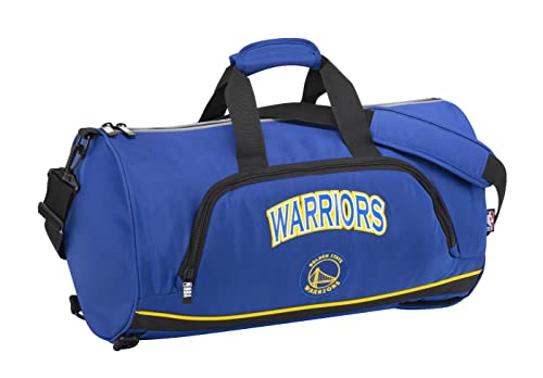 NBA, Golden State Warriors - Bolsa de Gimnasio, Bolsa de Gimnasio para niño y Hombre con Correa Desmontable y Correas Ocultas Acolchadas y Ajustables, Azul - Logo Parche Bordado - Oficial Cover