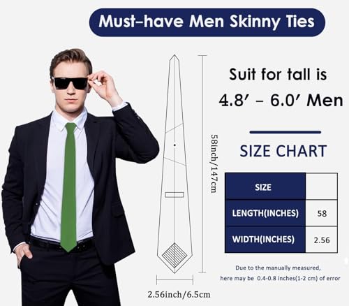 Image of Mantieqingway Mens Skinny Ties,2.56 inch Cotton Neckties Striped Plaid Ties for Groom Groomsmen Wedding Party Christmas