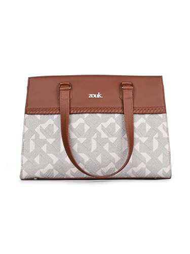 ZOUK Statement Business Bag | Stylish Handbag for Women Office Use | Tote Bags for Woman | Fits 14 Inch Laptop | Water-Resistant | Big Size | Aesthetic Purse | Aravalli Abstract