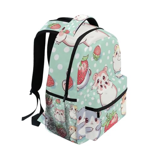 Hamsters Polka Dot Strawberry Boys Girls Kids School Backpacks Bookbag, School Bag Travel Backpack Daypack2