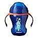 Tommee Tippee Trainer Sippee Cup, 7m+, 8oz, Pack of 3 Non-Spill Trainer Cups for Toddlers, Blue, with Bite-Resistant Spout and Easy-Hold Handles, Travel Friendly and BPA Free