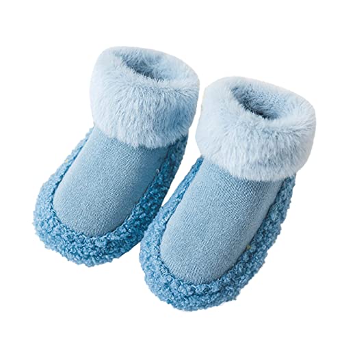 Baby Slippers Infant Toddle Footwear Winter Toddler Shoes Soft Bottom Indoor Non Slip Fleece Warm Floor Socks Shoes (Blue, 6-12 Months)