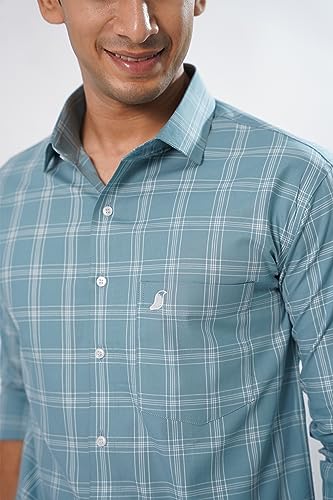 Image of Royaltail Cornflower Blue Check Oxford Cotton Premium Shirt