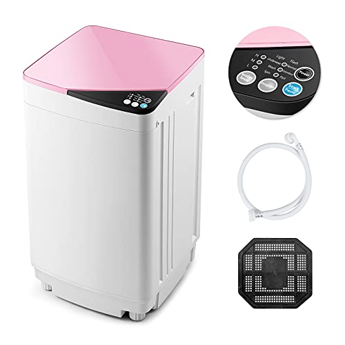 Casart Washing Machine Portable Washer W/ 7.7 Lbs Weight Capacity Washer and Dryer Full Automatic Washing Machine (Pink&White)