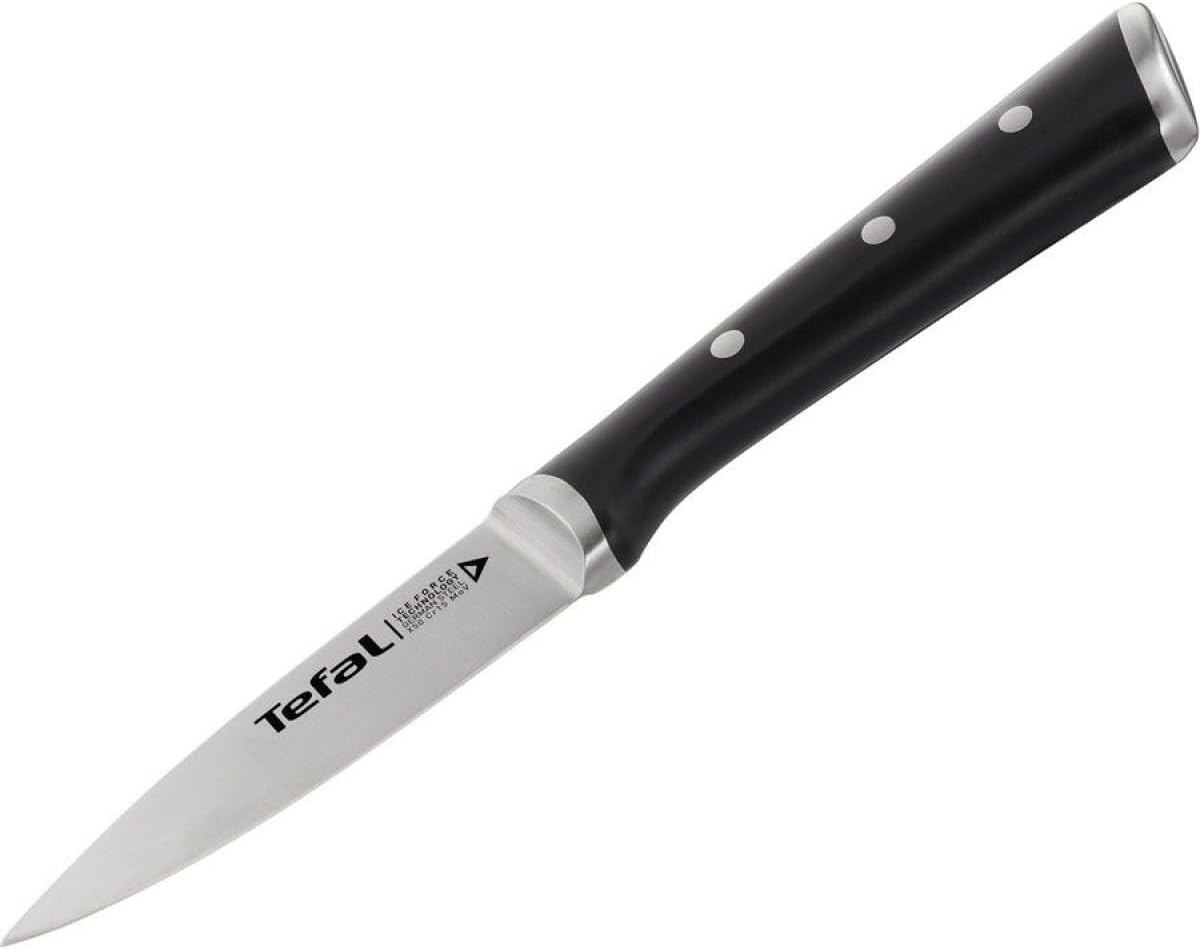 Tefal Ice Force Stainless Steel Paring Knife 9cm, Premium Design, Ideal for Peeling, K2320514, Silver/Black