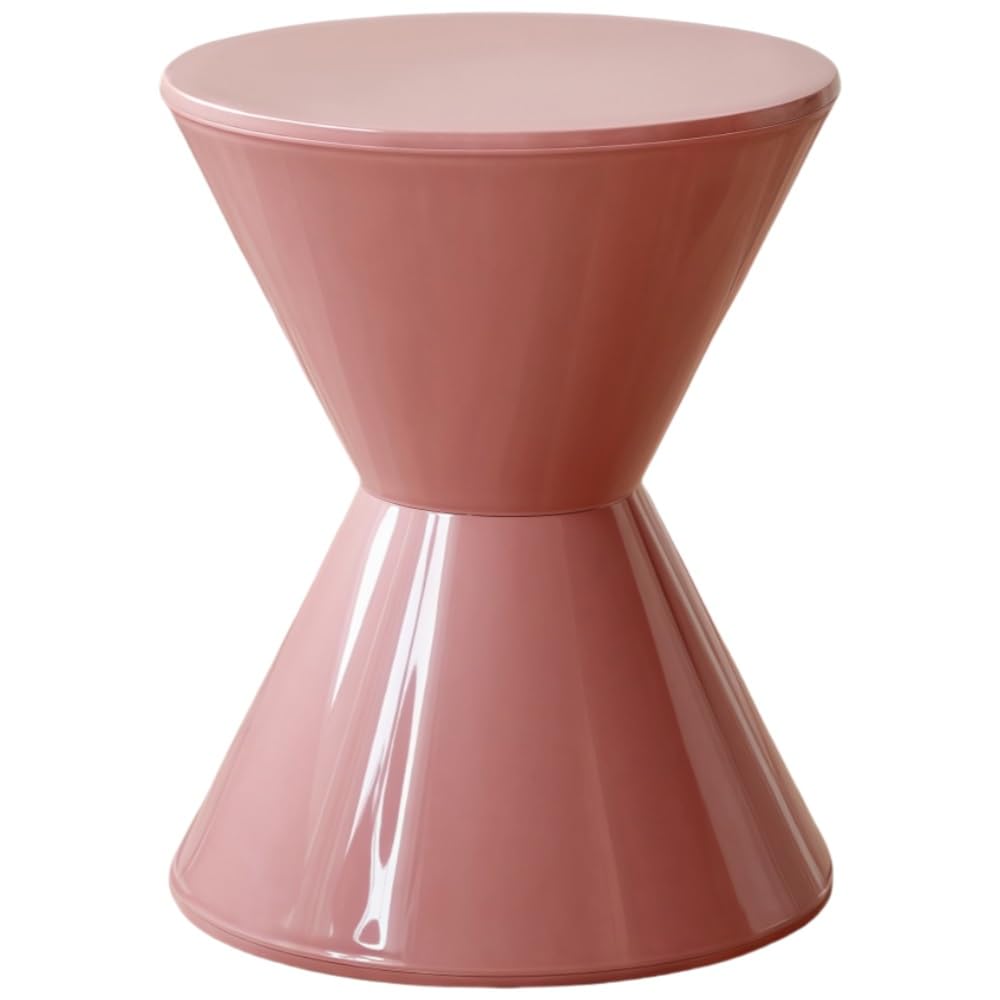 SXZenSpace Bedroom Furniture Colorful Short Stool, Round Coffee Table, Premium Plastic Nightstand, Small Side Table for Living Room, Bedroom, or Cafe(Pink)