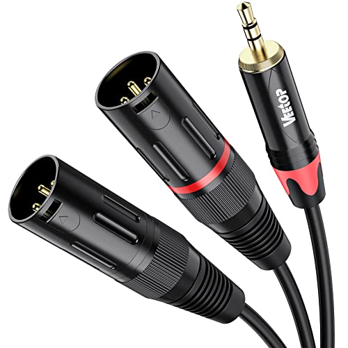 Veetop 0.5m Dual XLR Male to 3.5mm Microphone Cable XLR Male to 3.5mm mini Jack TRS Balanced Audio Stereo Cable 1/8 inch to XLR 3 Pin Interconnect Cable for Laptop, DSLR Camera, Sound, DV Veetop 0.5m Dual XLR Male to 3.5mm Microphone Cable XLR Male to 3.5mm mini Jack TRS Balanced Audio Stereo Cable 1/8 inch to XLR 3 Pin Interconnect Cable for Laptop, DSLR Camera, Sound, DV