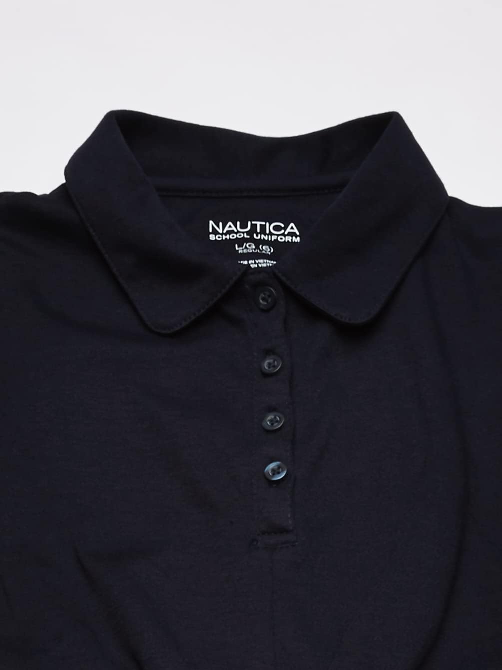 Nautica Girls School Uniform Short Sleeve Polo Dress, Navy Front Tie, 6X - Image 3