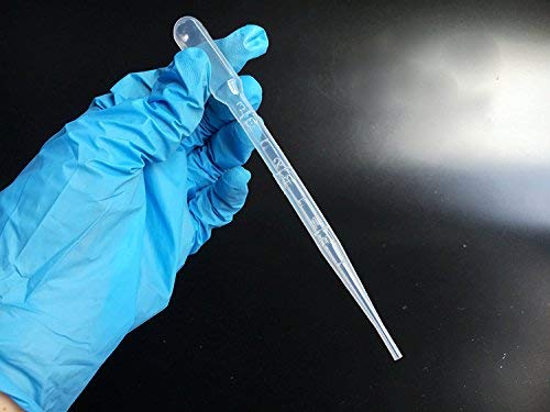 GLE2016 Clear White Plastic Liquid Dropper Pasteur Disposable Graduated Transfer Pipettes Pipetting (1ML(100 Pack))