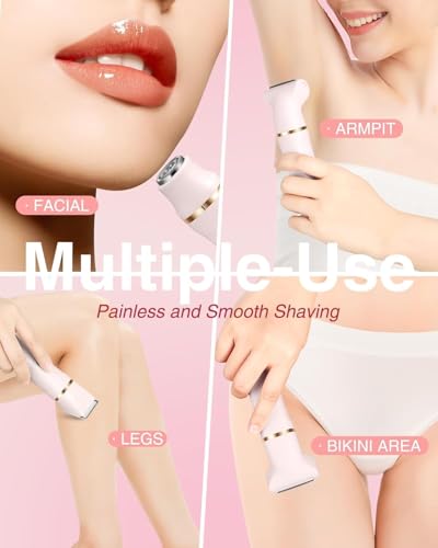 Image of Bikini Trimmer for Women, 3 in 1 Electric Shaver for Womens,Painless Personal Body Hair Groomer,Smooth Hair Trimmer for Pubic Hair,USB-C Charger,IPX7 Waterproof,Ceramic Blades,Pink