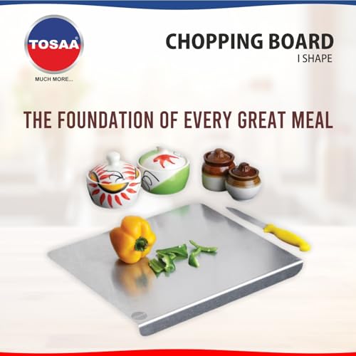 Image of Tosaa (DP101B) Stainless Steel Chopping Board Vegetable,Fruit Cutting, Kneeding, Cake Prep, Heavy Duty Chopping-Board - 1.5MM