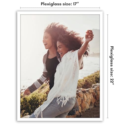 Americanflat 17x22 Picture Frame with Polished Plexiglass - Streamline Collection - Thin Border Picture Frame for Wall Display - Hanging Hardware Included - White