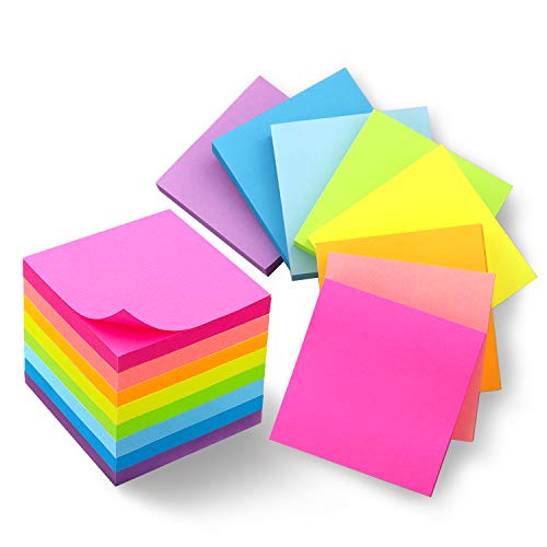 8 Pads Sticky Notes 3x3 Bright Colors Self-Stick Notes Pads Super Adhesive Sticky Notes Great Value Pack